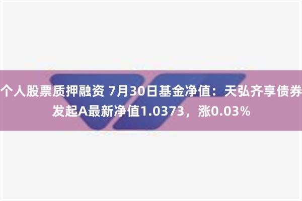 个人股票质押融资 7月30日基金净值：天弘齐享债券发起A最新净值1.0373，涨0.03%