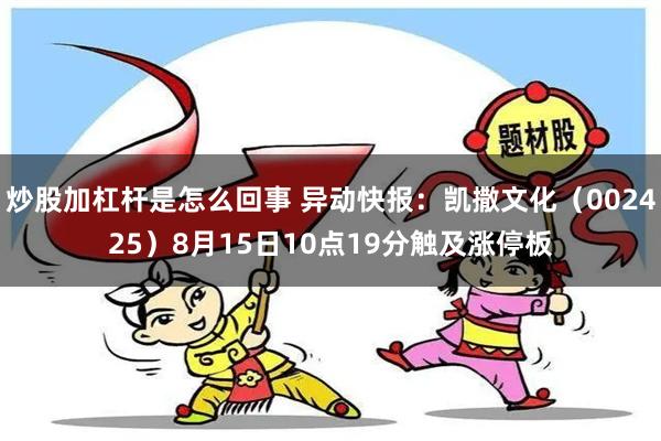 炒股加杠杆是怎么回事 异动快报：凯撒文化（002425）8月15日10点19分触及涨停板